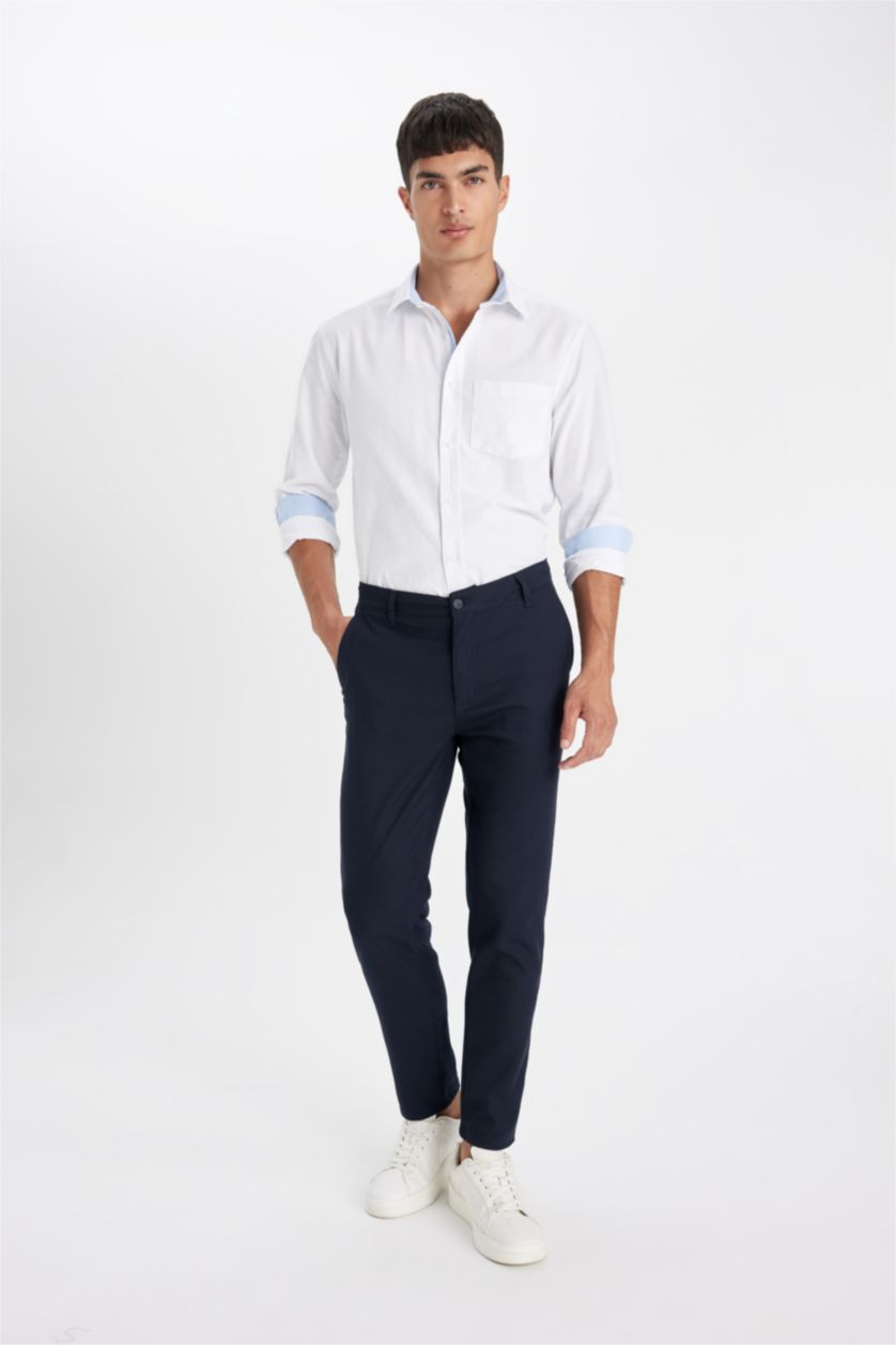 Erkek Green White Regular Fit Oxford Basic Düz Uzun Kollu Beyaz Gömlek