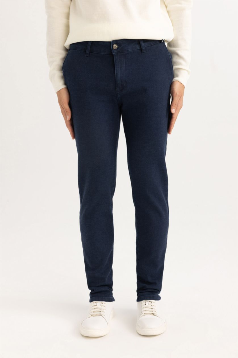 MAN Blue Slim Fit Regular Hem Twill Trousers