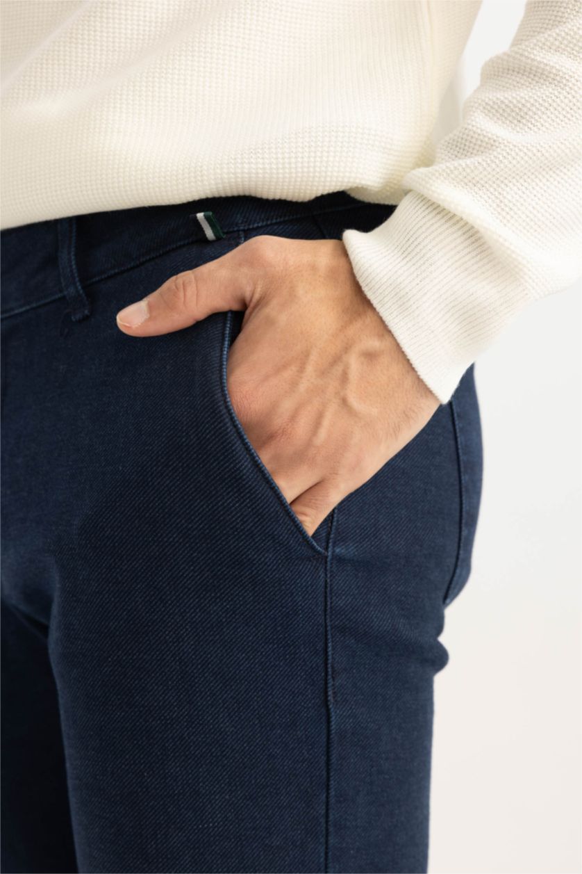 MAN Blue Slim Fit Regular Hem Twill Trousers