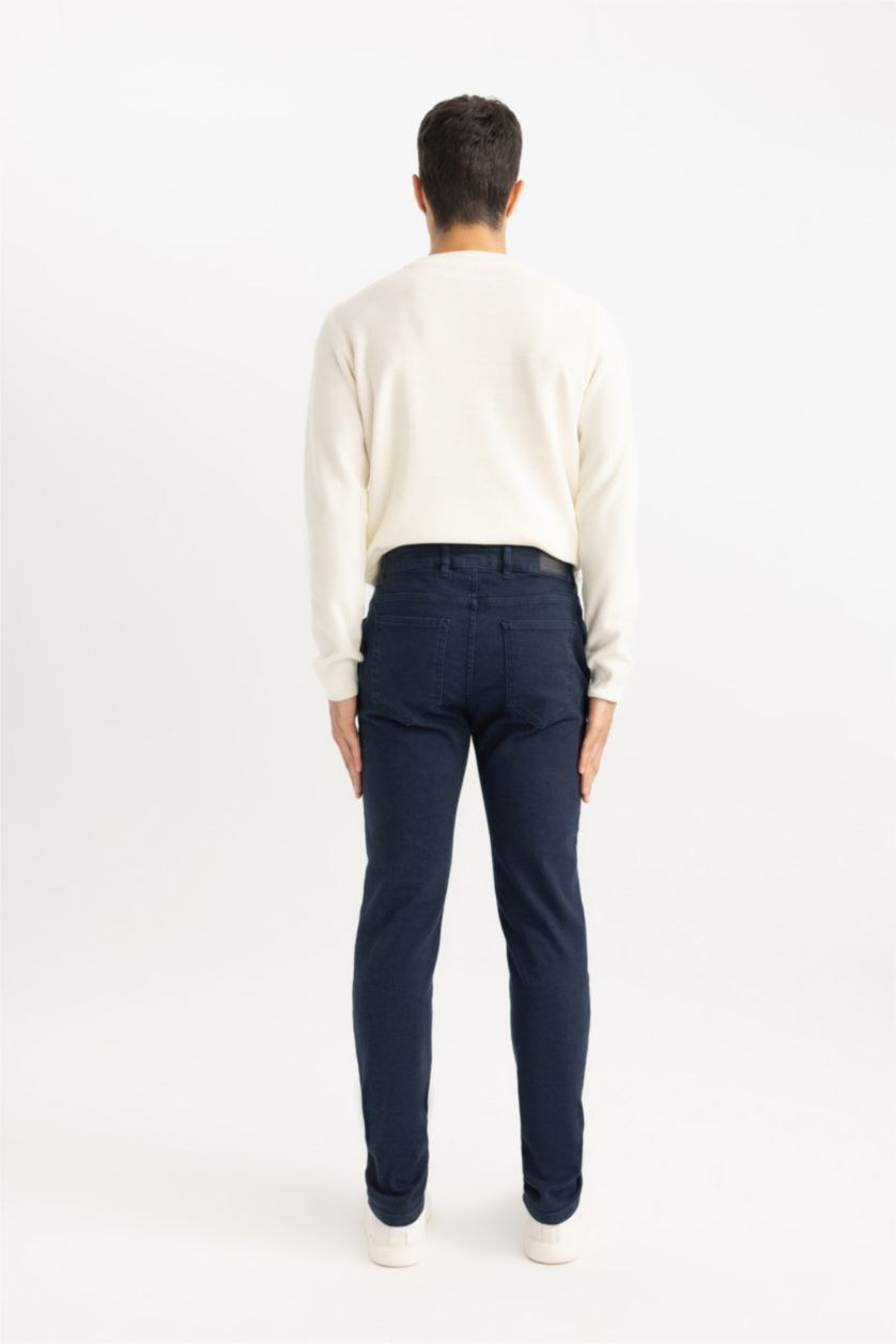 MAN Blue Slim Fit Regular Hem Twill Trousers