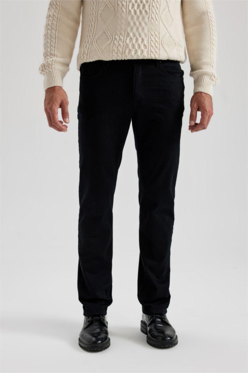 MAN Black Regular Fit Regular Hem Satin Trousers