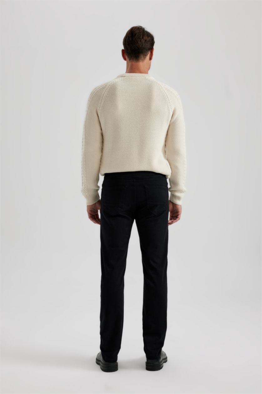 MAN Black Regular Fit Regular Hem Satin Trousers