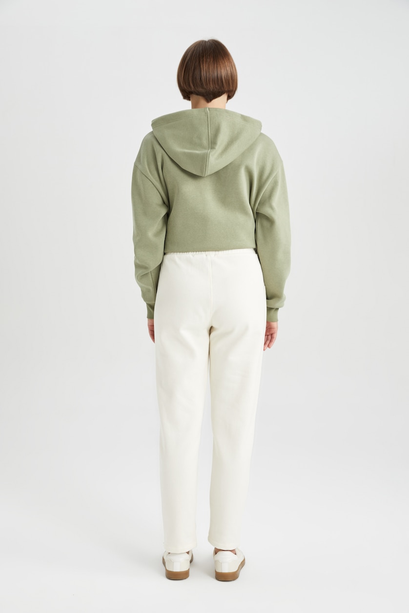 Kadın Kum Regular Fıt Kalın Sweatshirt Kumaşı Pantolon
