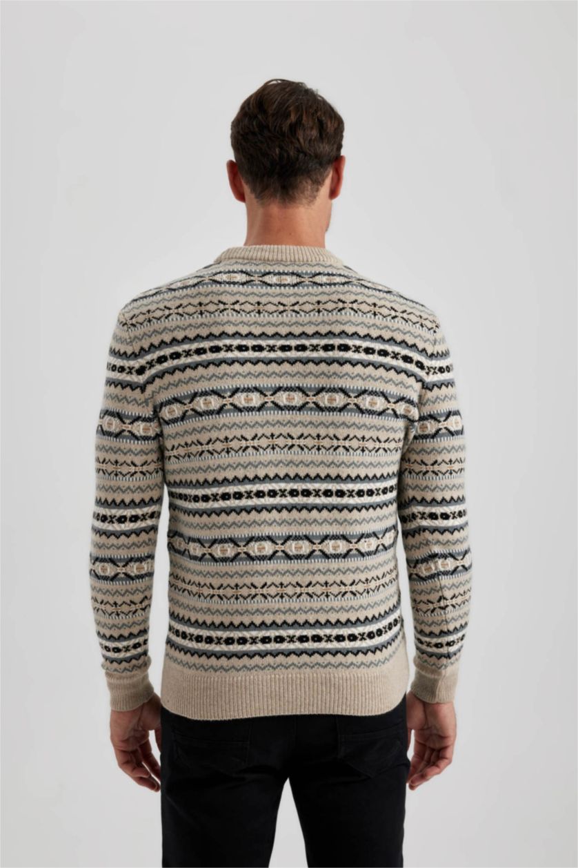 رجالي ميلانج بيج بلوفر تريكو قصة عادية برقبة مستديرة