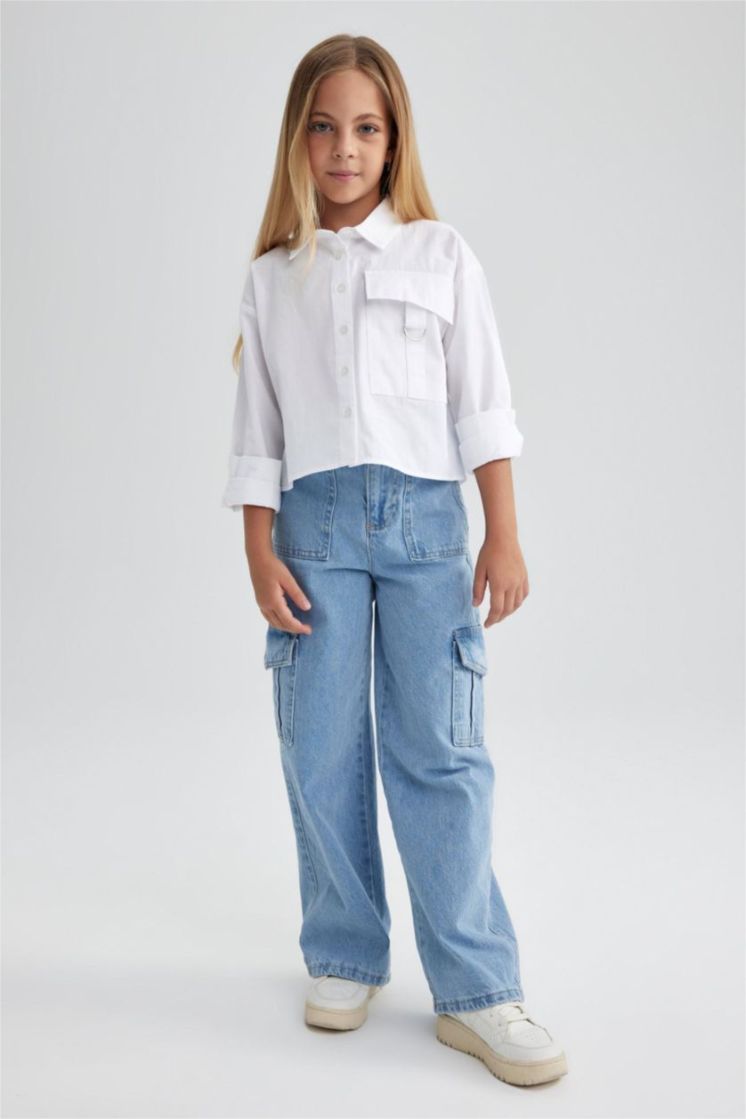 GIRLS & TEENS White Girl Poplin Long Sleeve Shirt