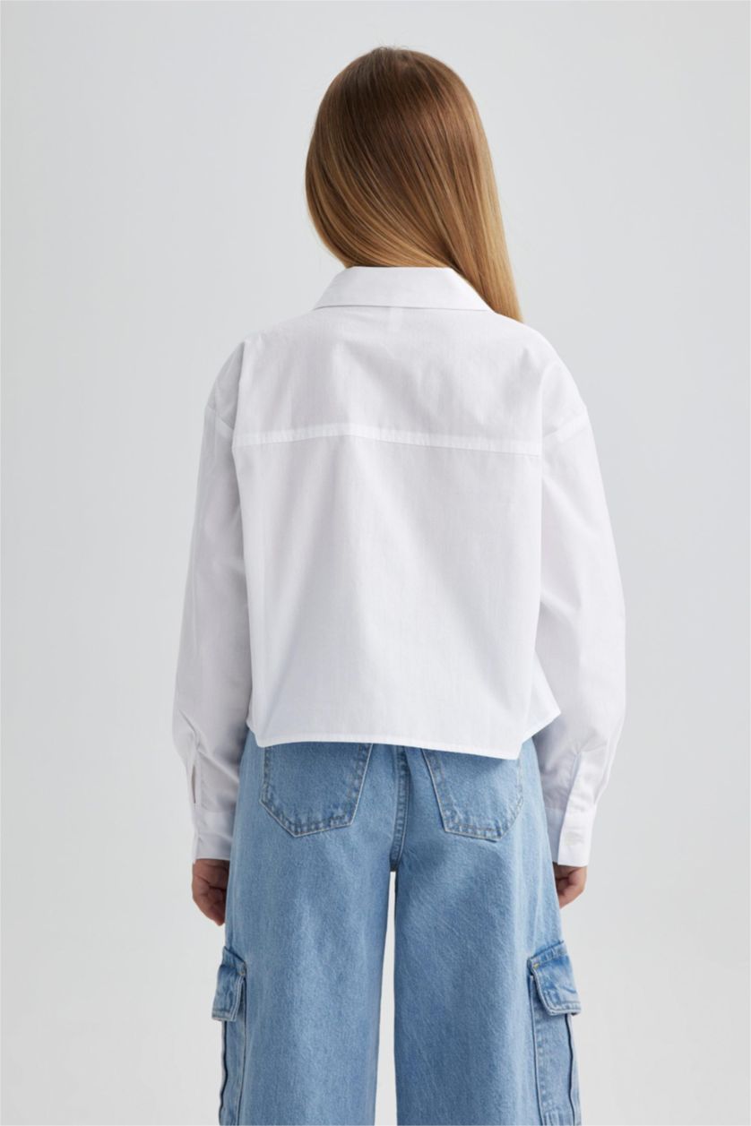 GIRLS & TEENS White Girl Poplin Long Sleeve Shirt