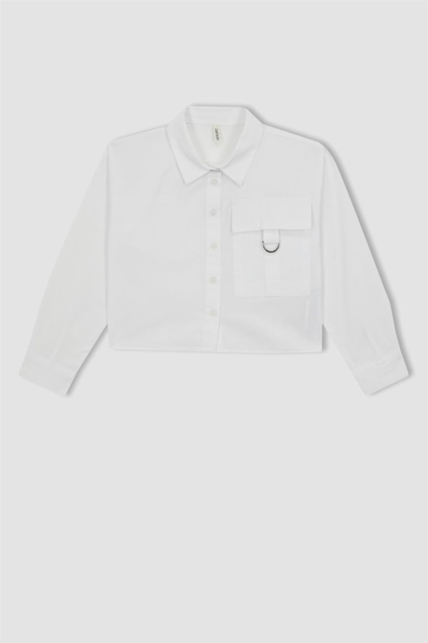 GIRLS & TEENS White Girl Poplin Long Sleeve Shirt