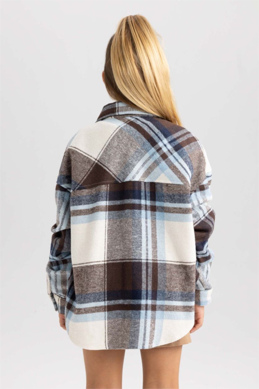 GIRLS & TEENS Brown Girl Plaid Long Sleeve Shirt