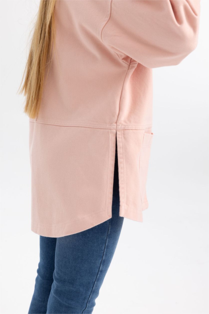 FILLES Rose Chemise Gabardine à Manches Longues Pour Fille