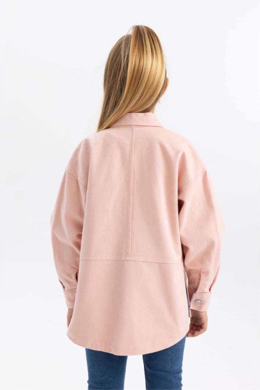 FILLES Rose Chemise Gabardine à Manches Longues Pour Fille