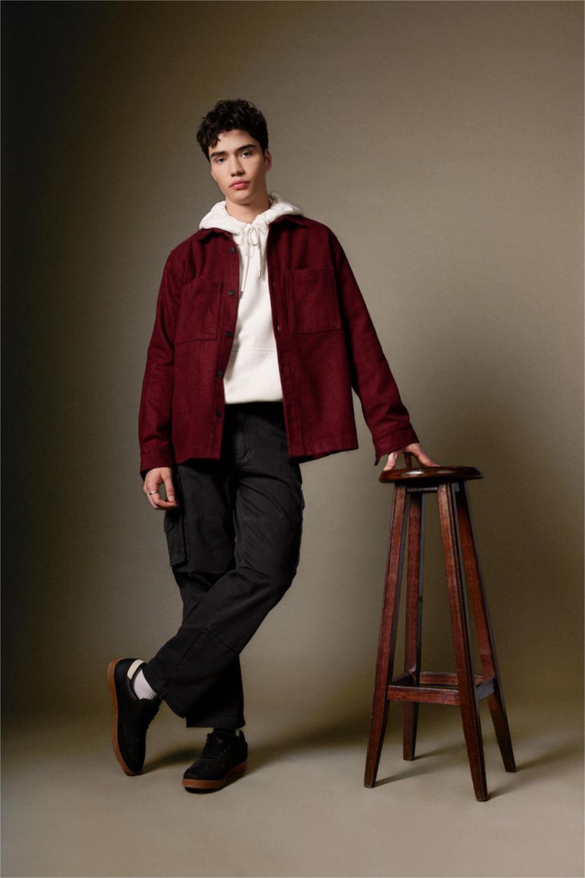 رجال أنثرا بنطلون كارجو وايد ليج بجيب وخصر عادي