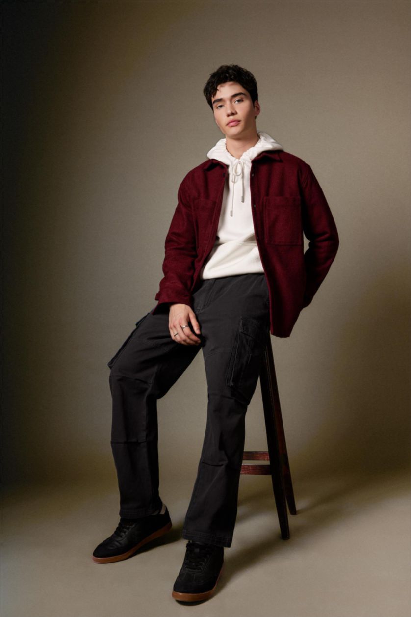 رجال أنثرا بنطلون كارجو وايد ليج بجيب وخصر عادي