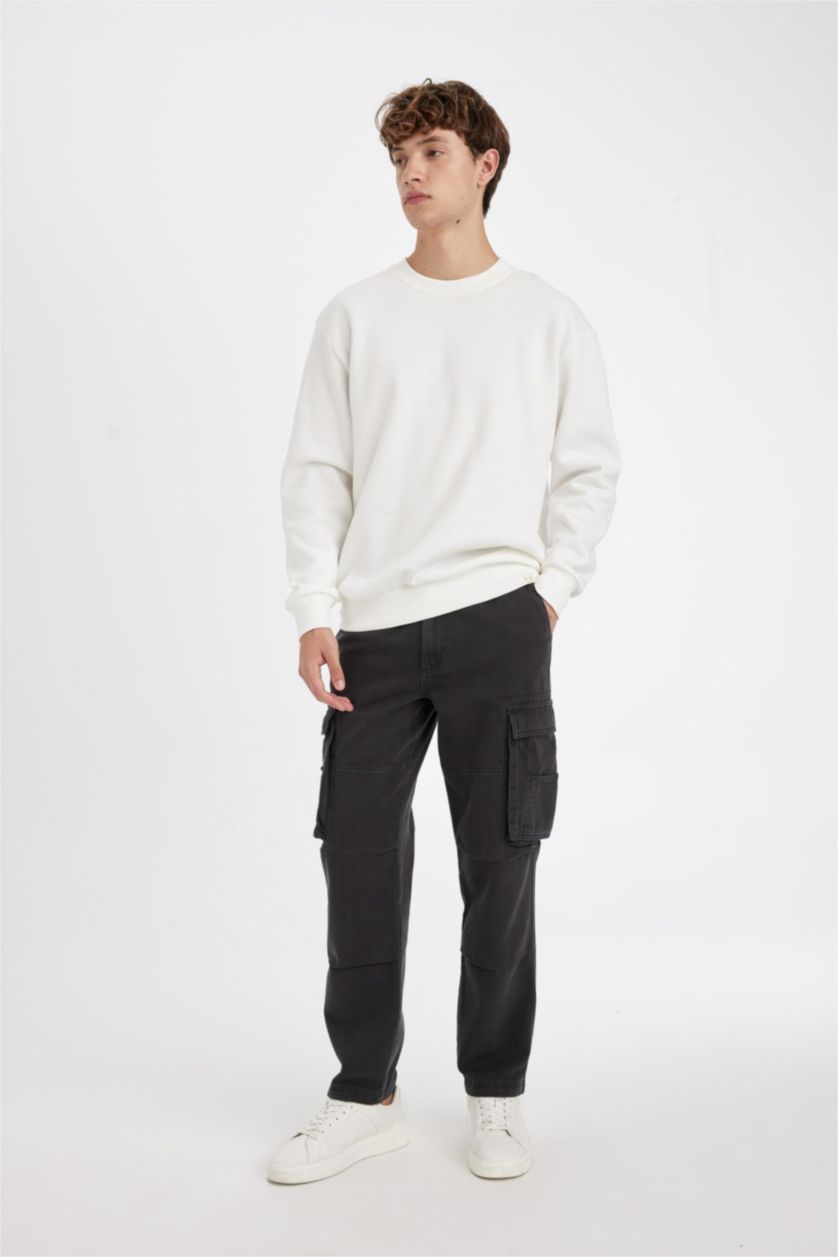 رجال أنثرا بنطلون كارجو وايد ليج بجيب وخصر عادي