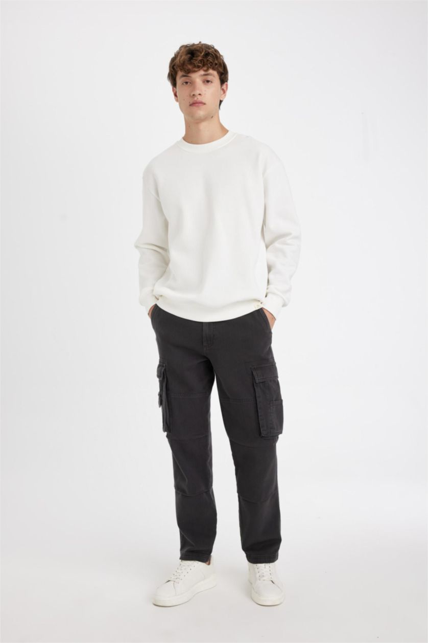 رجال أنثرا بنطلون كارجو وايد ليج بجيب وخصر عادي