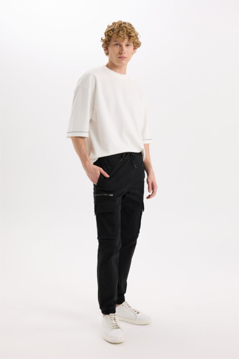 Мужчины Черный Regular Карго Джоггеры Карго Карманы Габардин Брюки