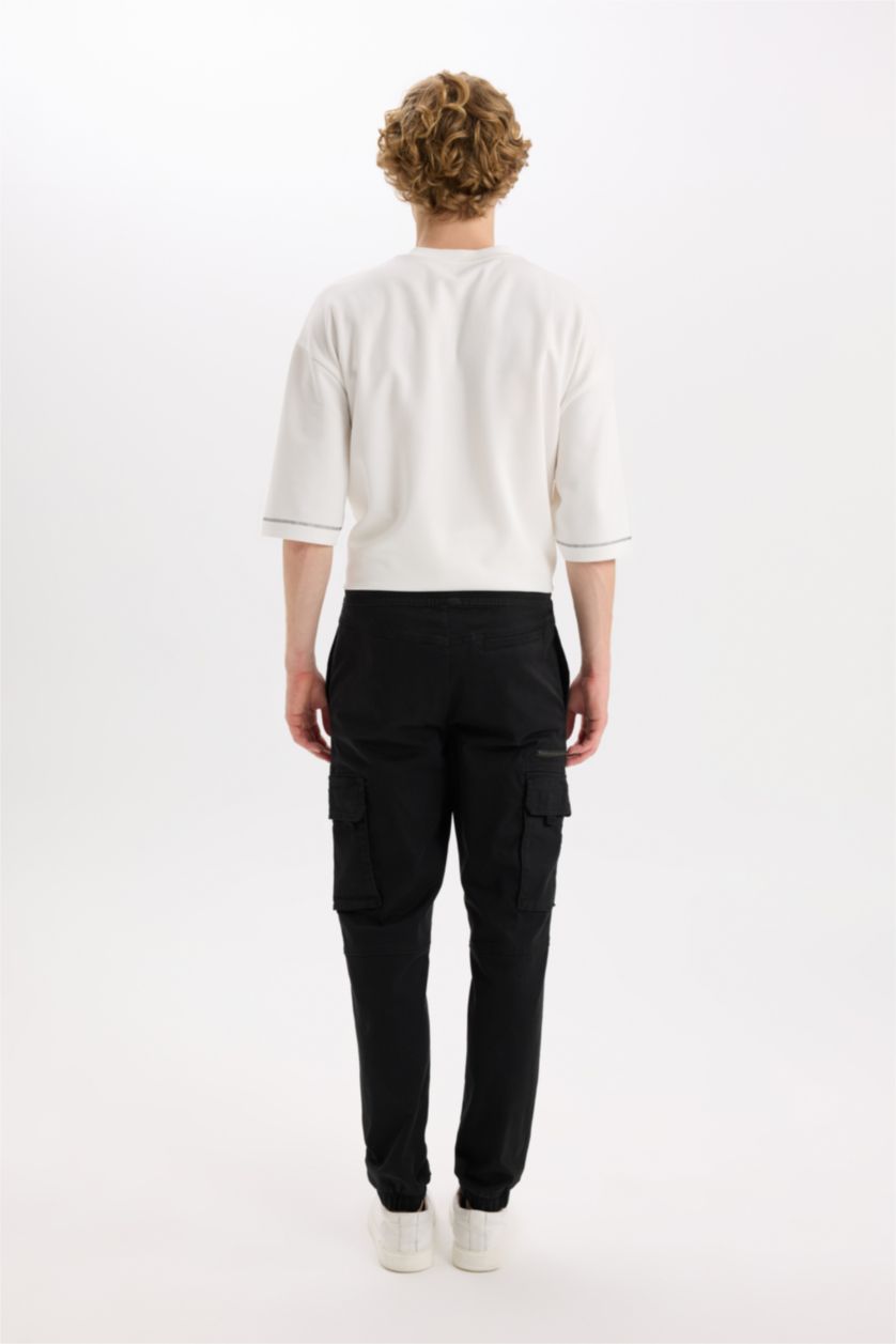 Мужчины Черный Regular Карго Джоггеры Карго Карманы Габардин Брюки