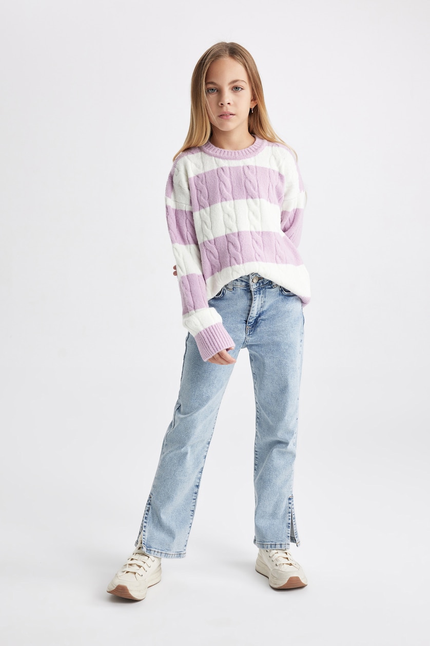 Young Girls - Teen Girls Ecru Girl Regular Fit Crew Neck Pullover
