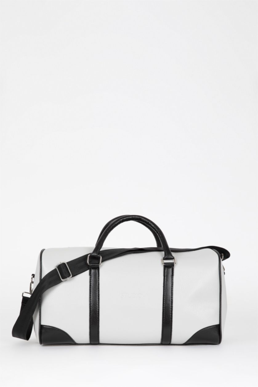 MAN Grey Printed Faux Leather Sports And Travel Bag