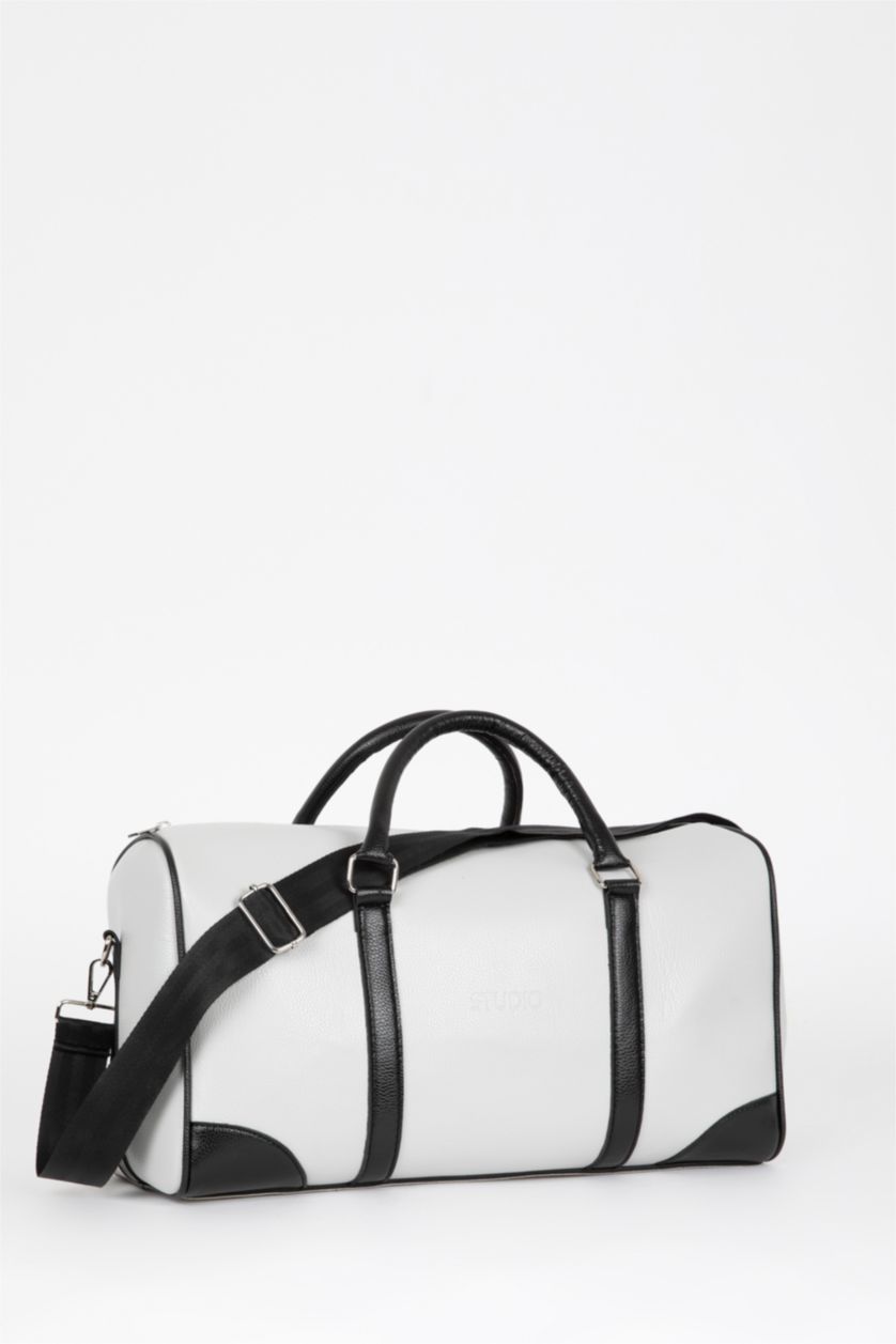 MAN Grey Printed Faux Leather Sports And Travel Bag