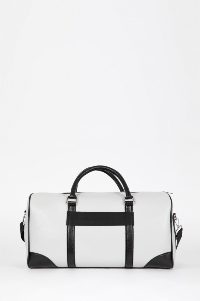 MAN Grey Printed Faux Leather Sports And Travel Bag