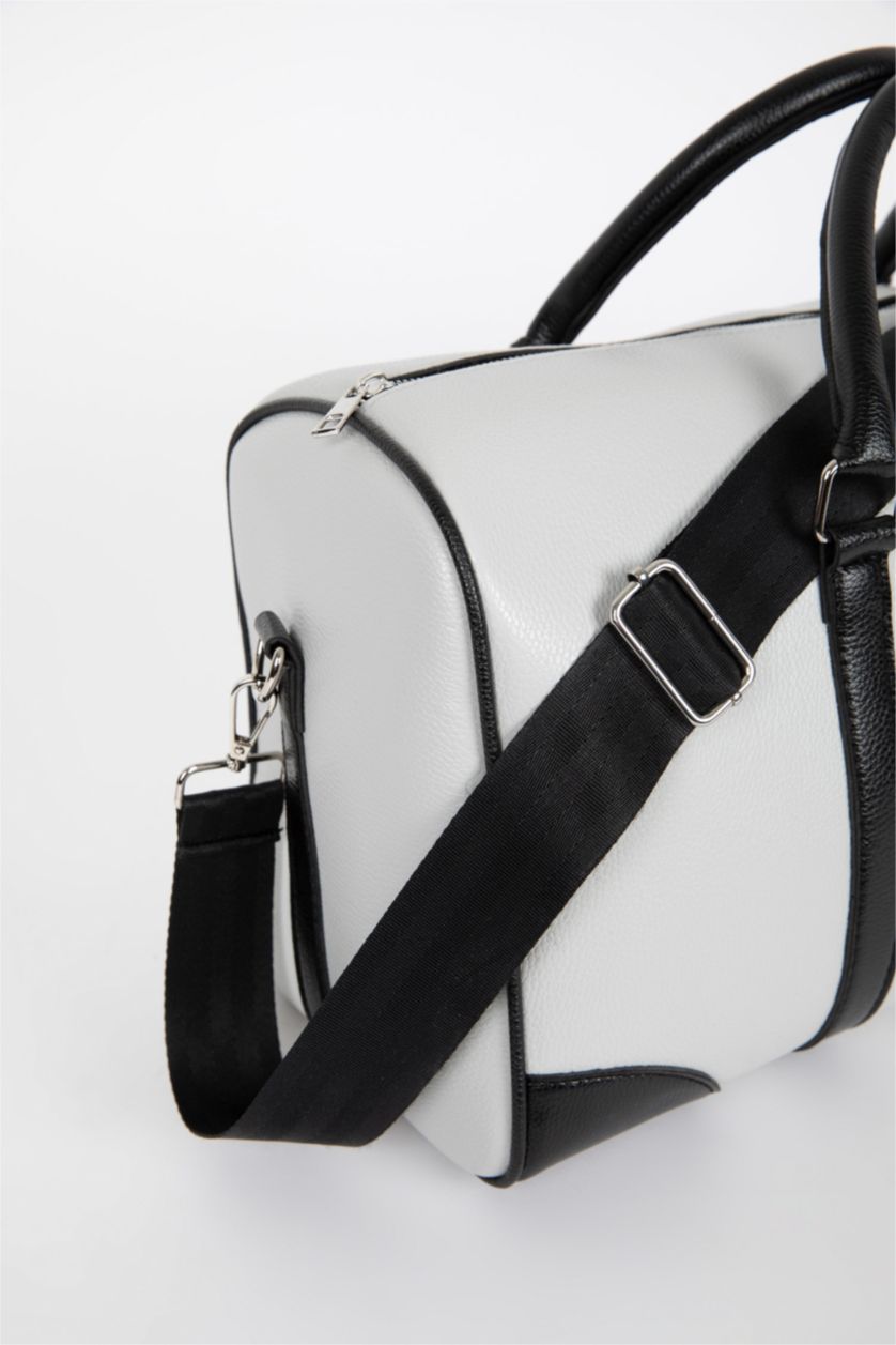 MAN Grey Printed Faux Leather Sports And Travel Bag