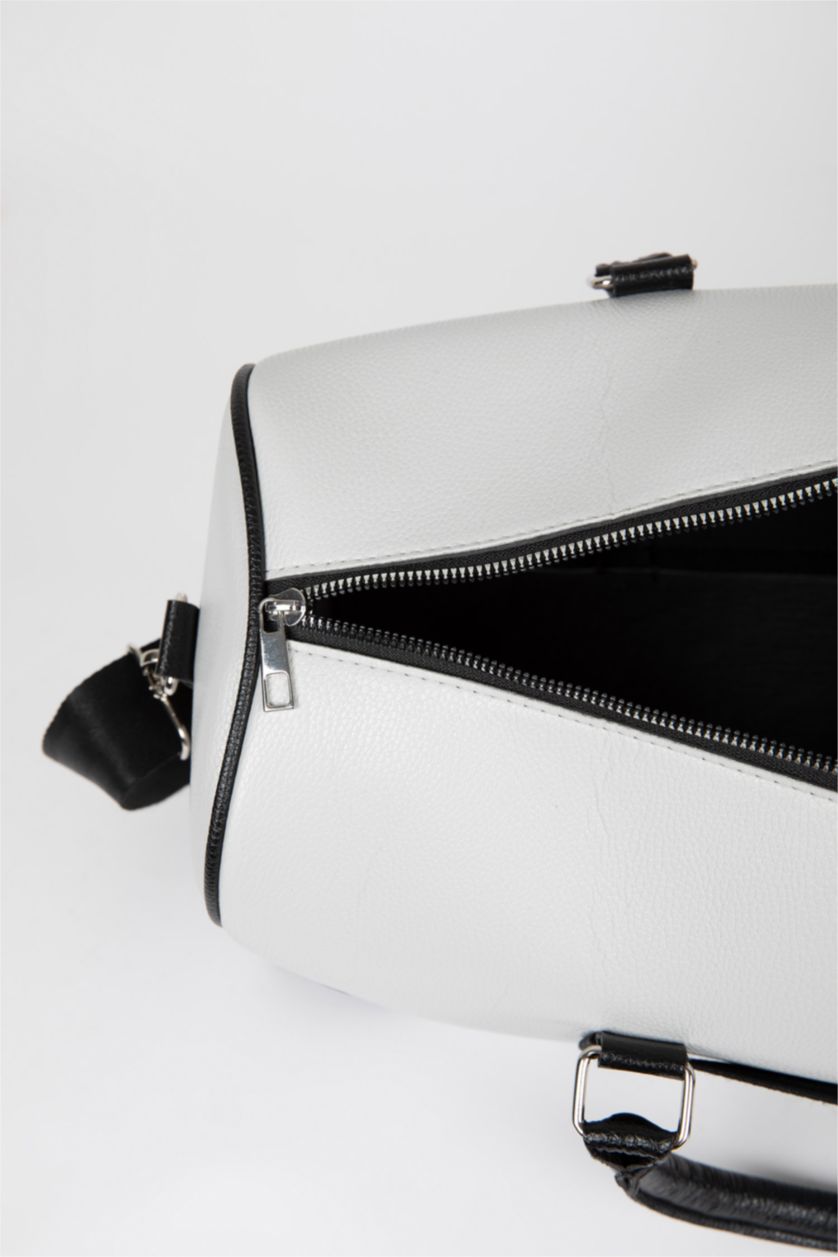 MAN Grey Printed Faux Leather Sports And Travel Bag