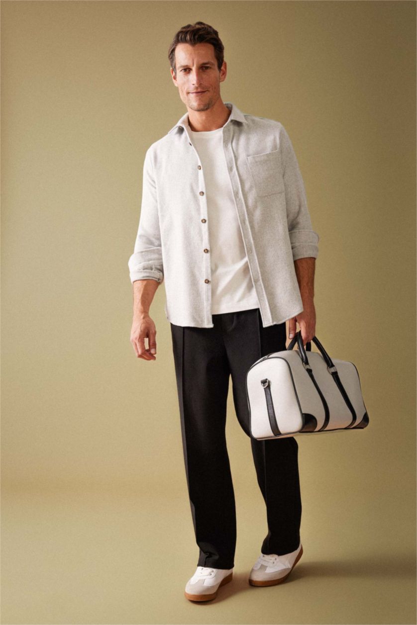 MAN Grey Printed Faux Leather Sports And Travel Bag