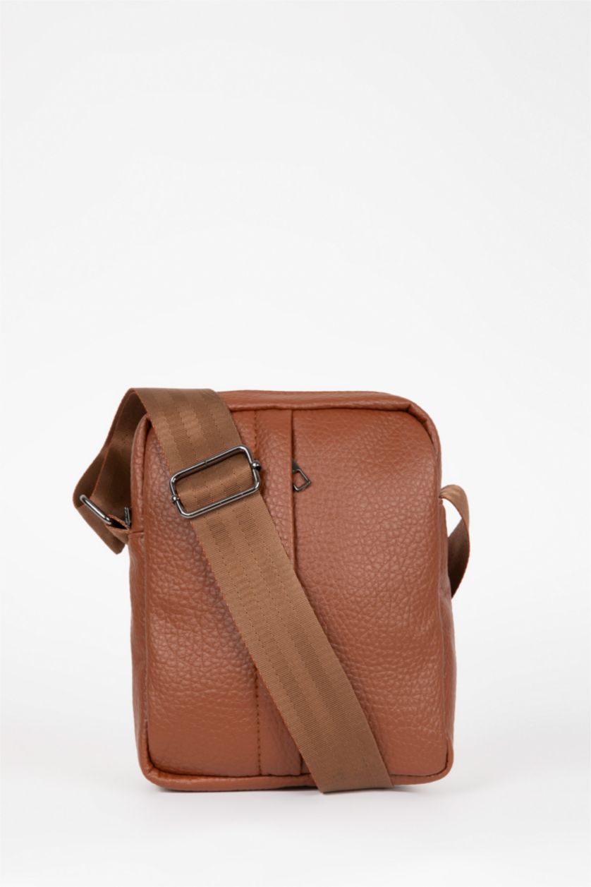 MAN Tan Faux Leather Crossbody Bag