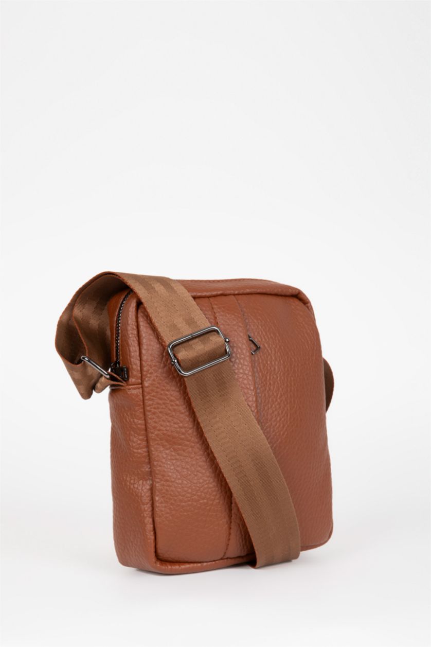 MAN Tan Faux Leather Crossbody Bag