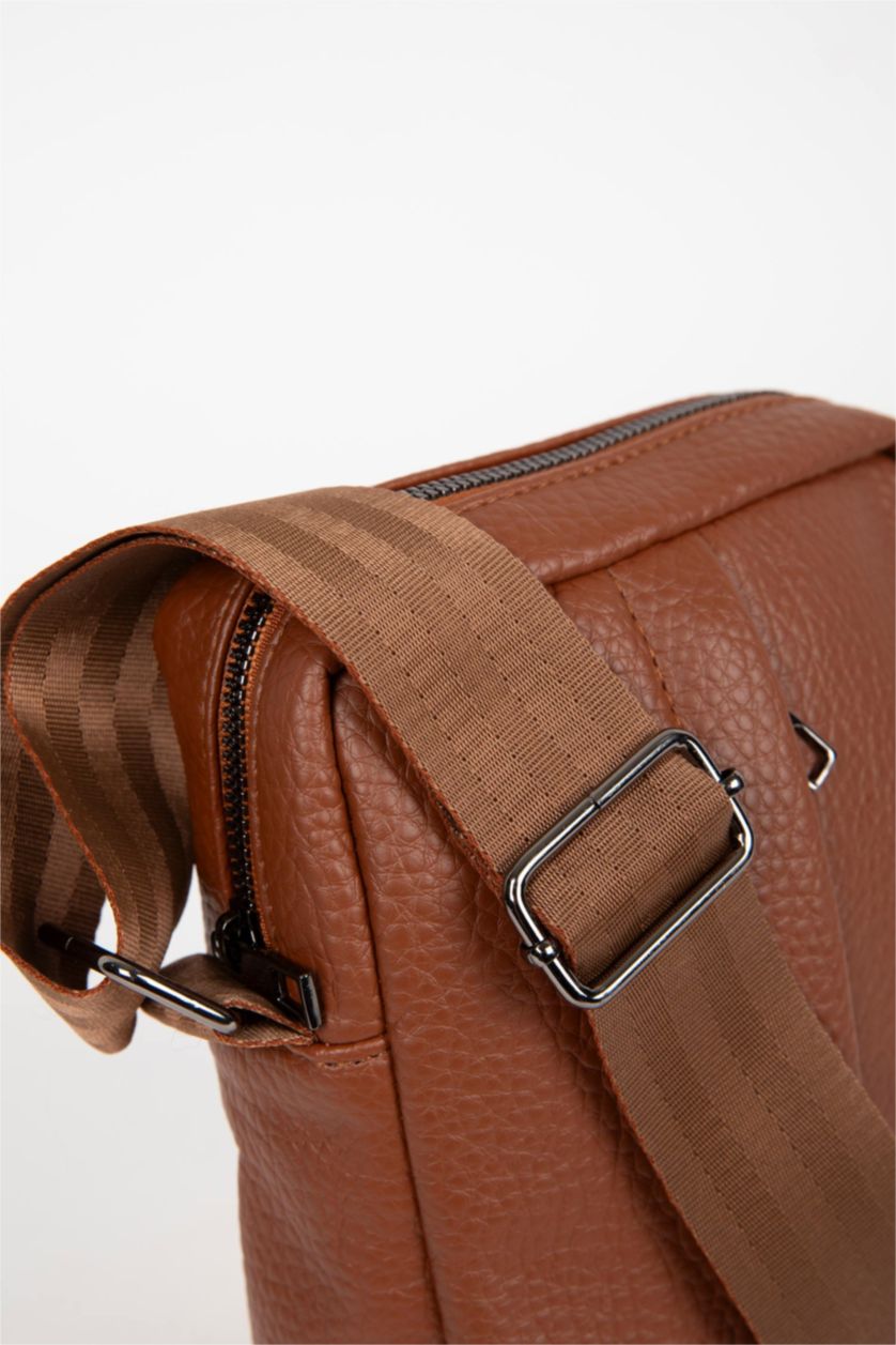 MAN Tan Faux Leather Crossbody Bag