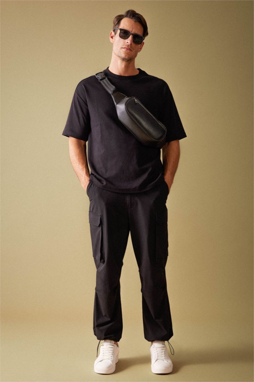 MAN Black Man Faux Leather Waist Bag