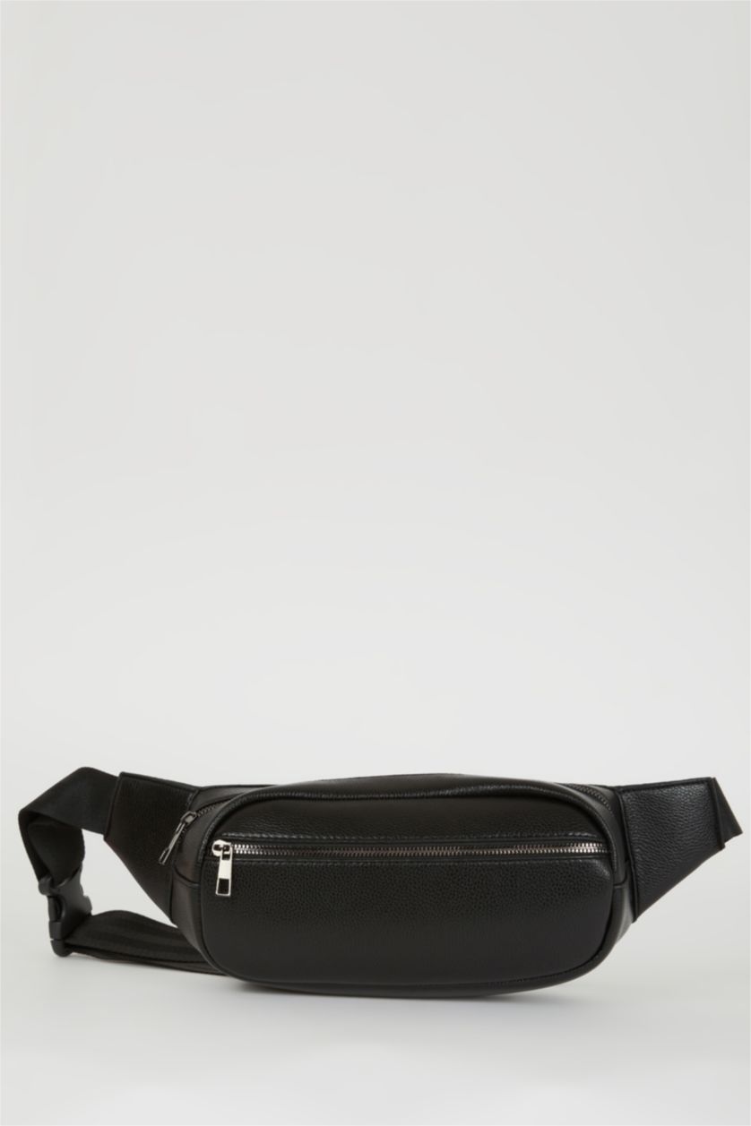 MAN Black Man Faux Leather Waist Bag