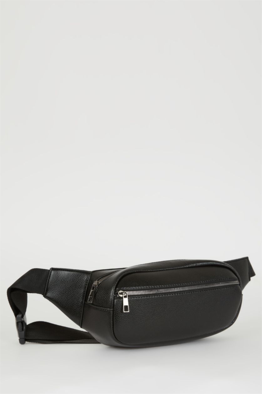 MAN Black Man Faux Leather Waist Bag