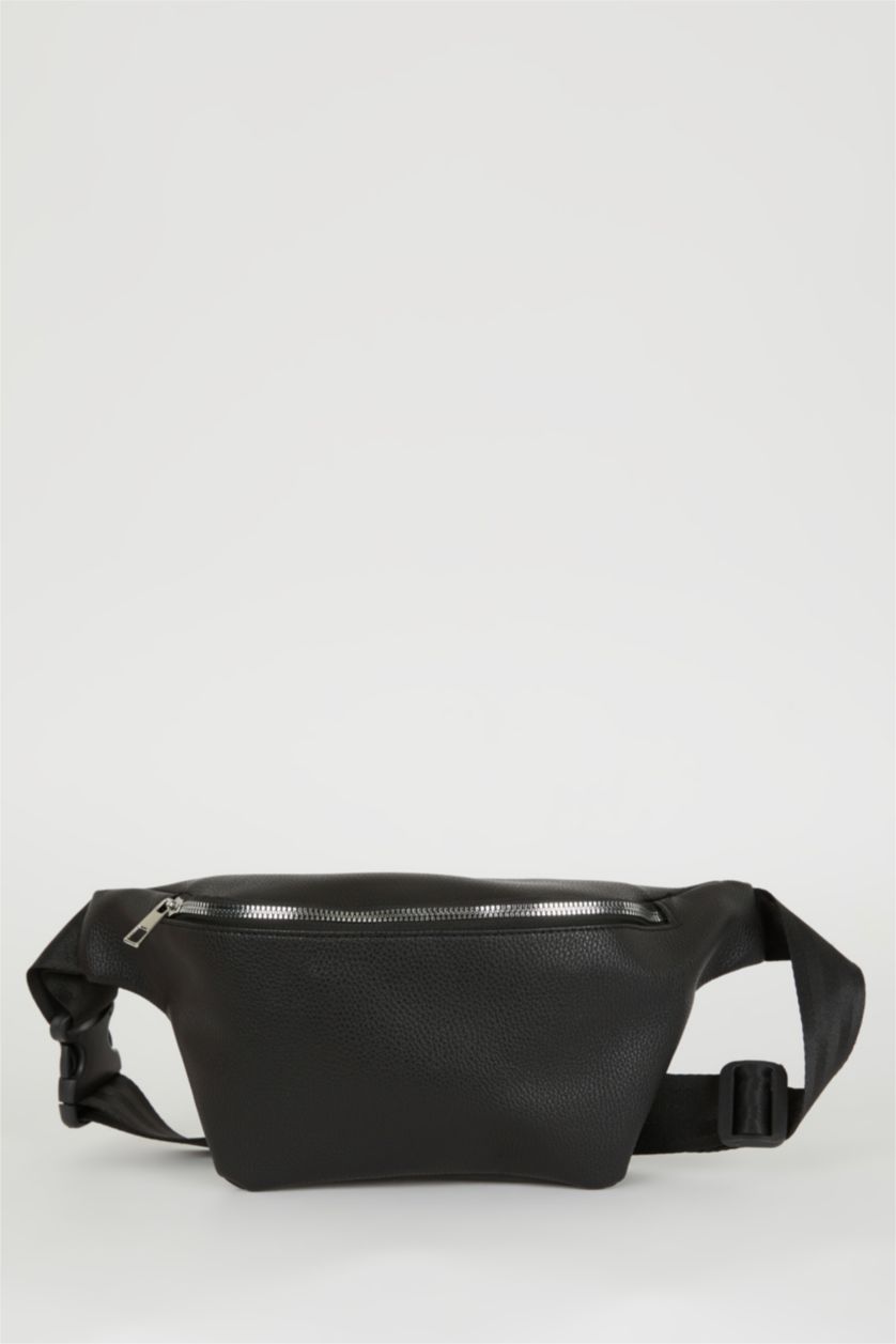 MAN Black Faux Leather Waist Bag