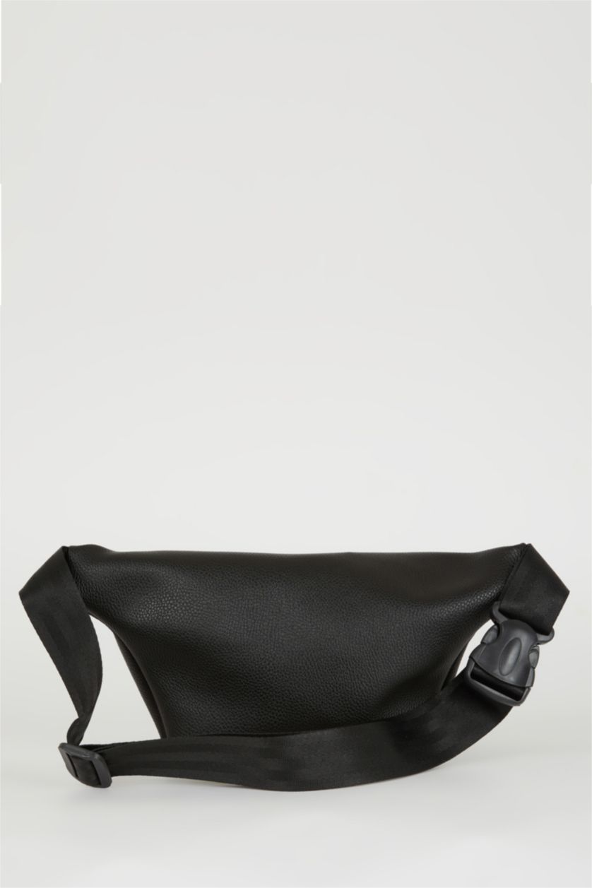 MAN Black Faux Leather Waist Bag