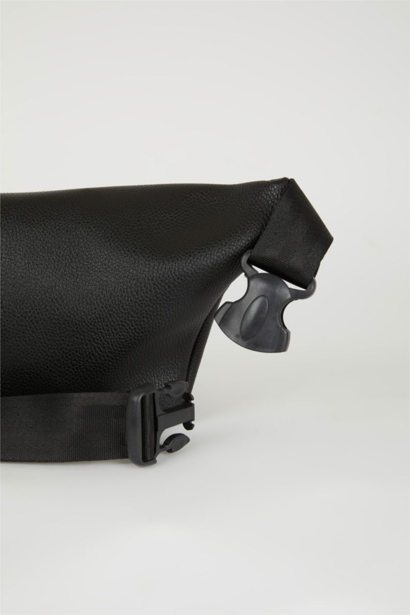 MAN Black Faux Leather Waist Bag