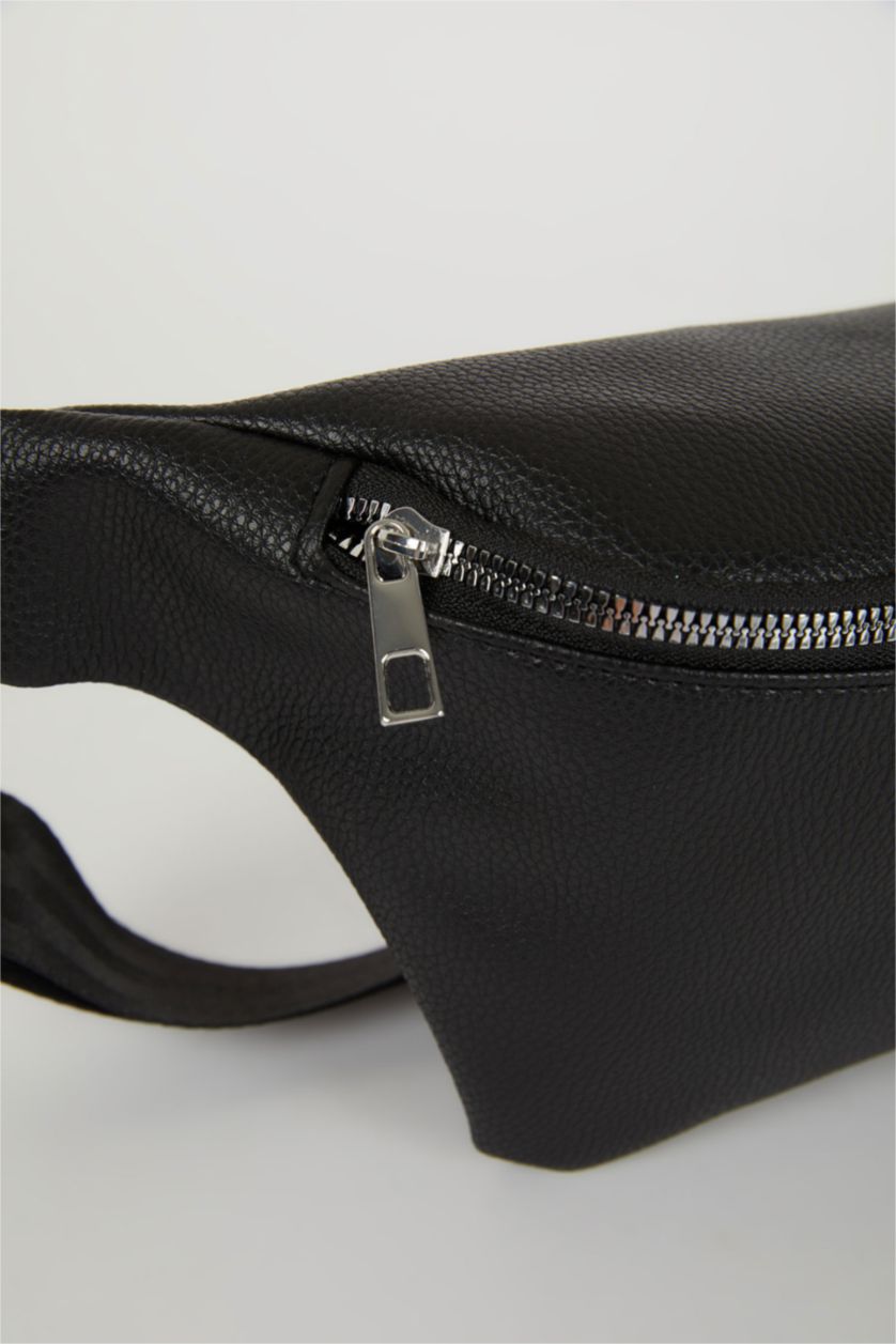 MAN Black Faux Leather Waist Bag