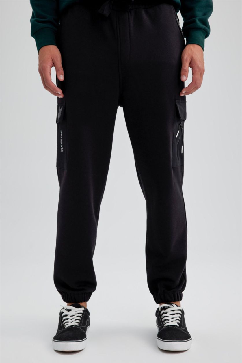 رجال أسود بنطلون سويت بانتس اوفر سايز بجيب كارجو