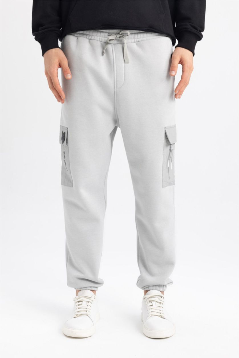 MAN Light Grey Oversize Fit With Cargo Pocket Trousers
