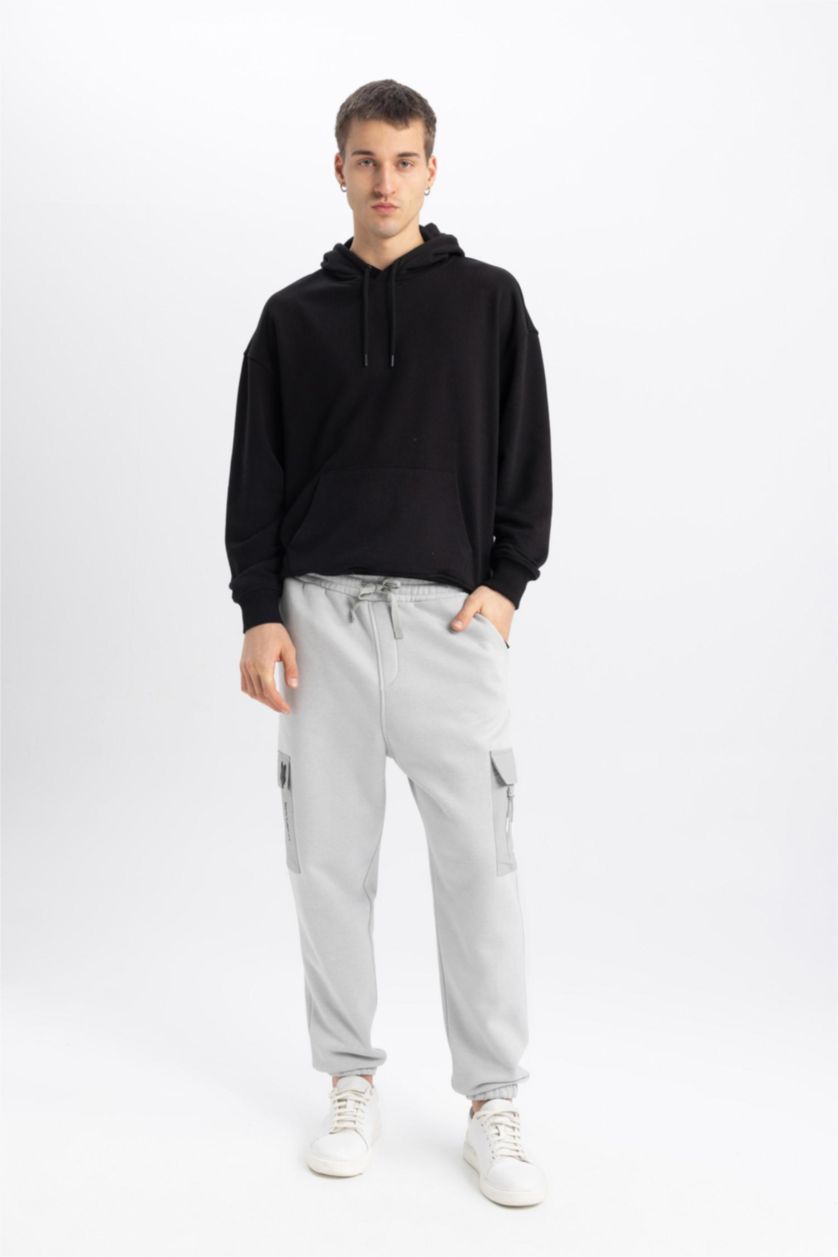 MAN Light Grey Oversize Fit With Cargo Pocket Trousers