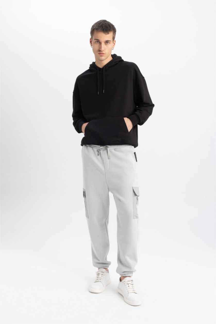 MAN Light Grey Oversize Fit With Cargo Pocket Trousers