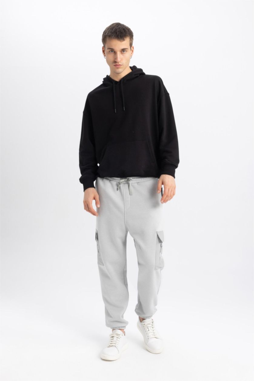 MAN Light Grey Oversize Fit With Cargo Pocket Trousers