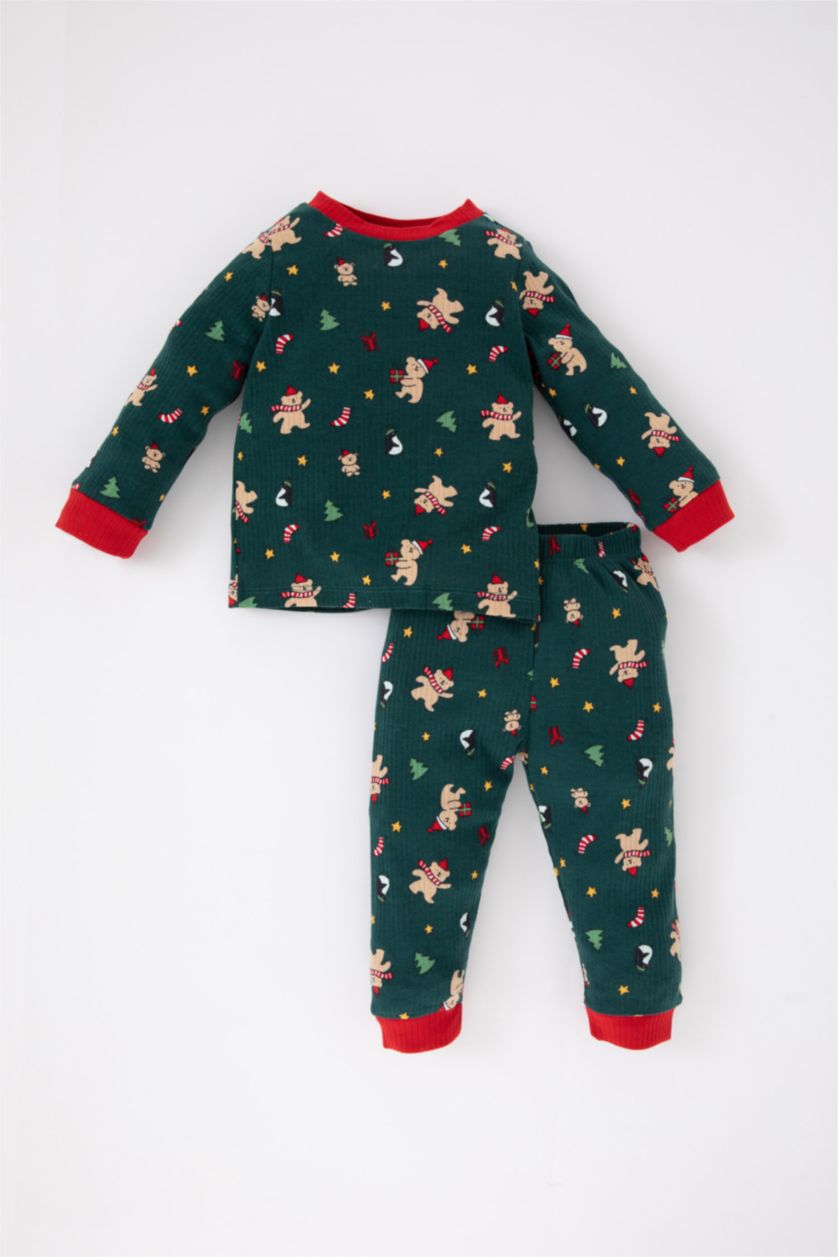 BABY BOY Dark Green Baby Boy New Year Printed Camisole Pajama Set