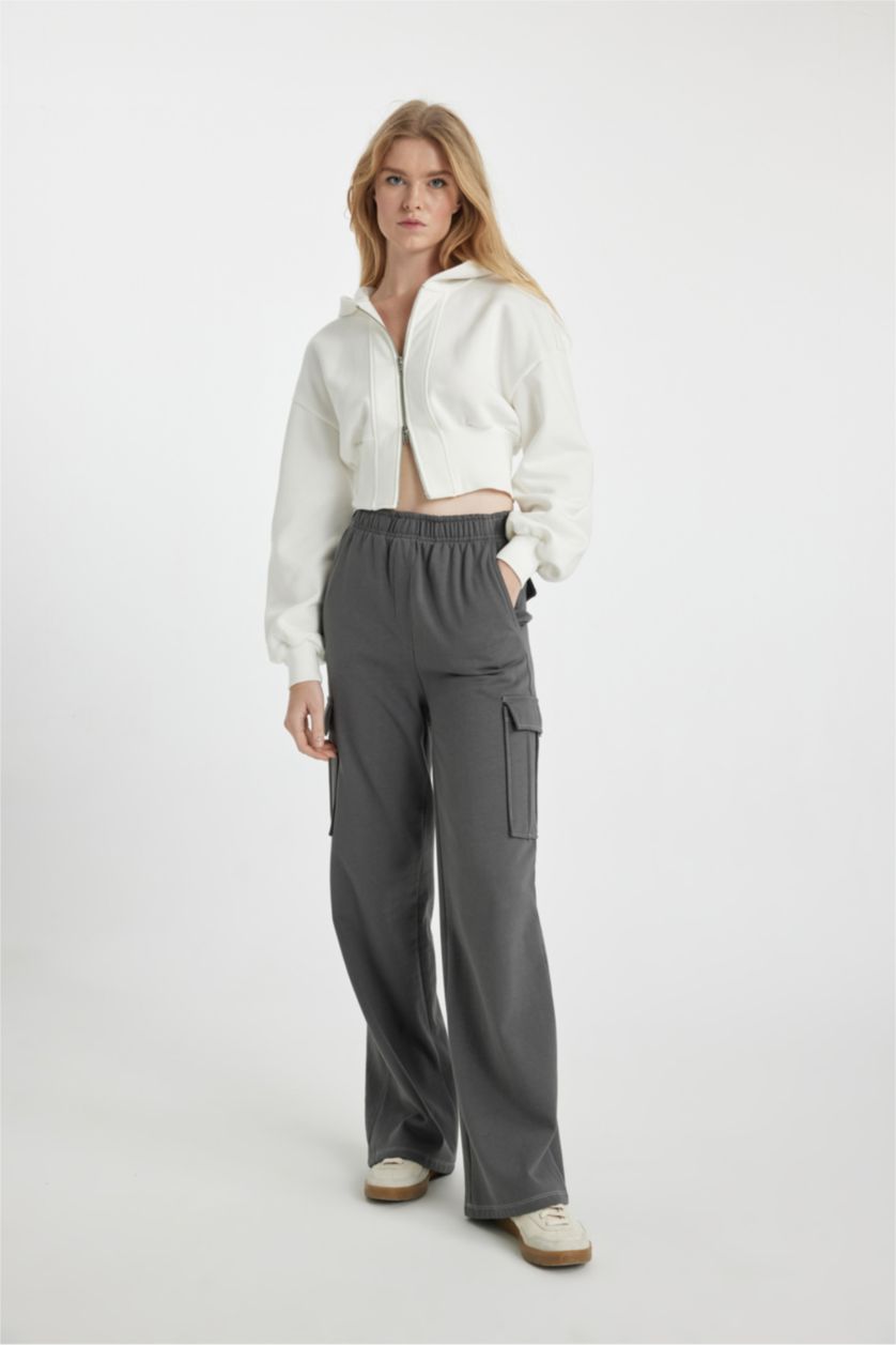 نساء رمادي داكن سروال قماش سميك كارجو جوجر