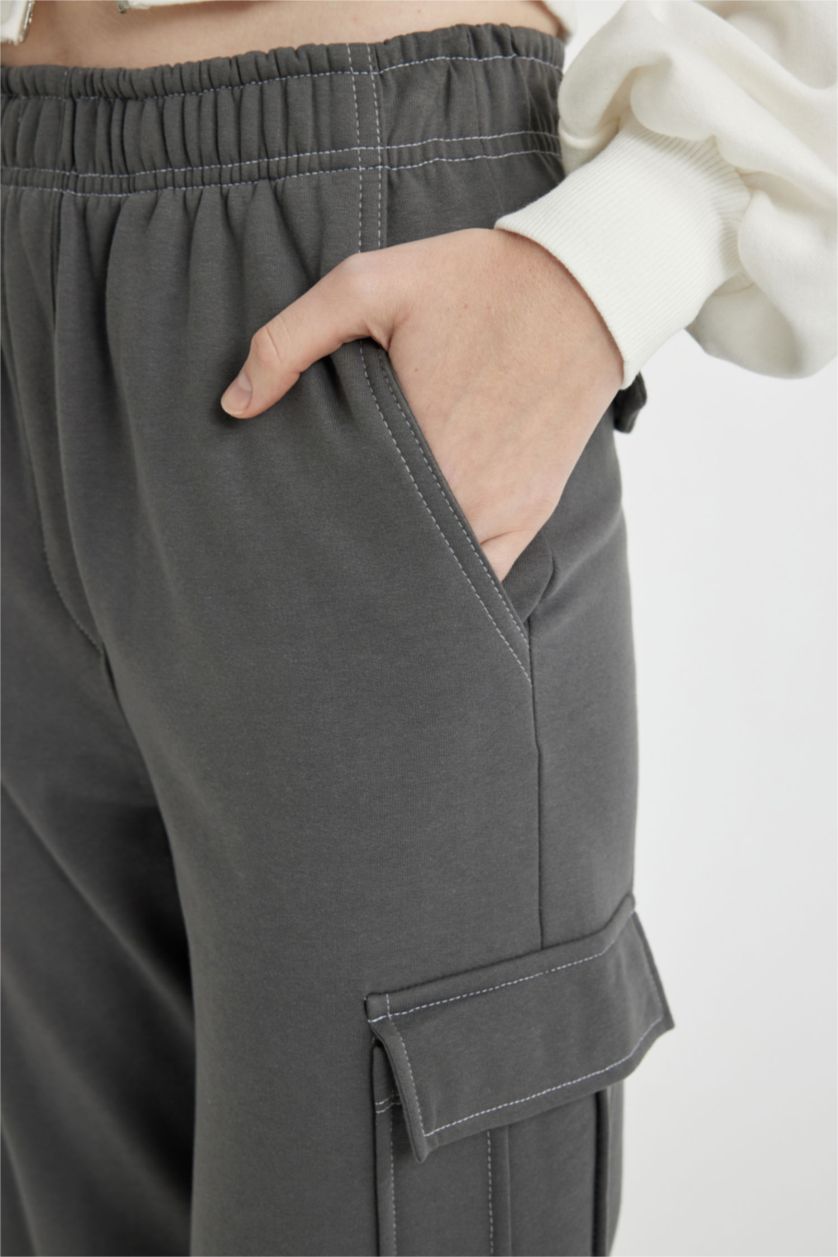 نساء رمادي داكن سروال قماش سميك كارجو جوجر
