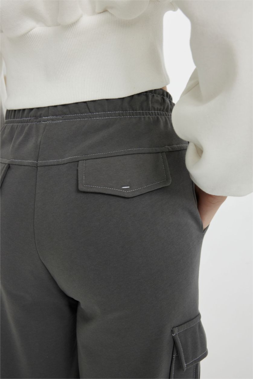 نساء رمادي داكن سروال قماش سميك كارجو جوجر