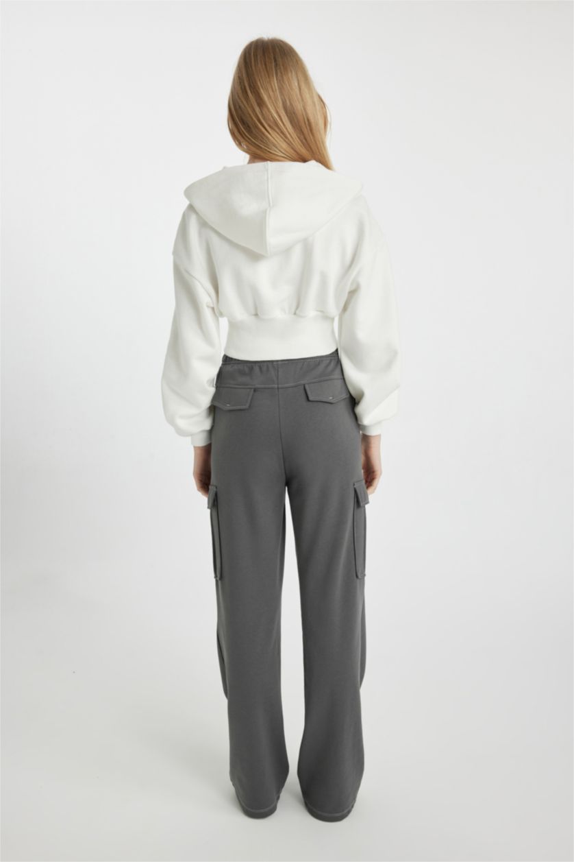 نساء رمادي داكن سروال قماش سميك كارجو جوجر