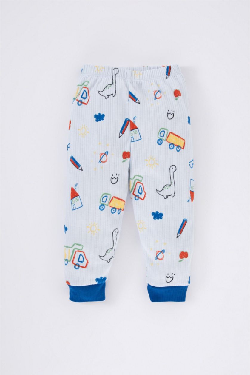 BABY BOY Light Blue 2 piece Regular Fit Crew Neck Knitted Pyjamas