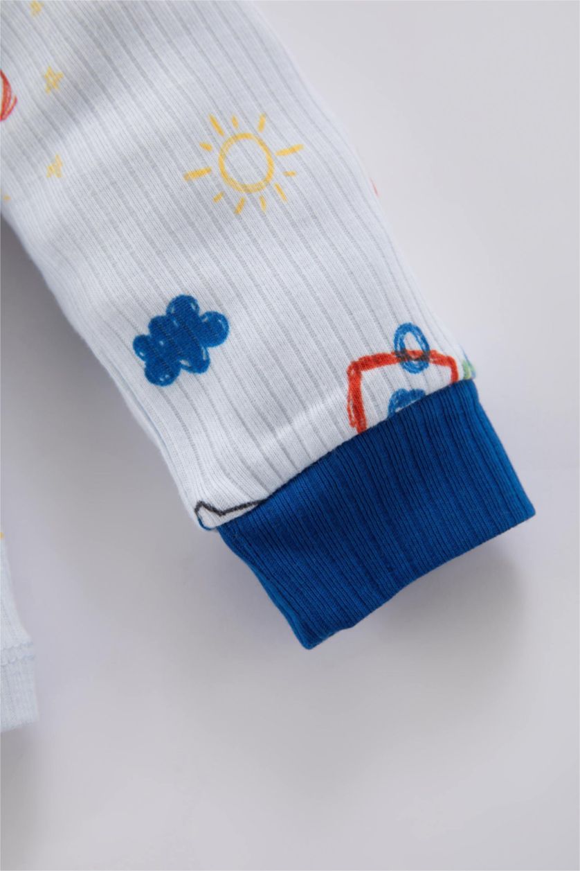 BABY BOY Light Blue 2 piece Regular Fit Crew Neck Knitted Pyjamas