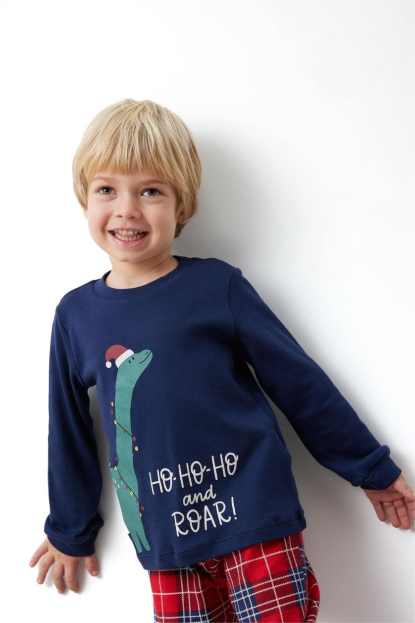 BABY BOY NAVY Baby Boy Christmas Themed Flannel 2 Piece Pajama Set